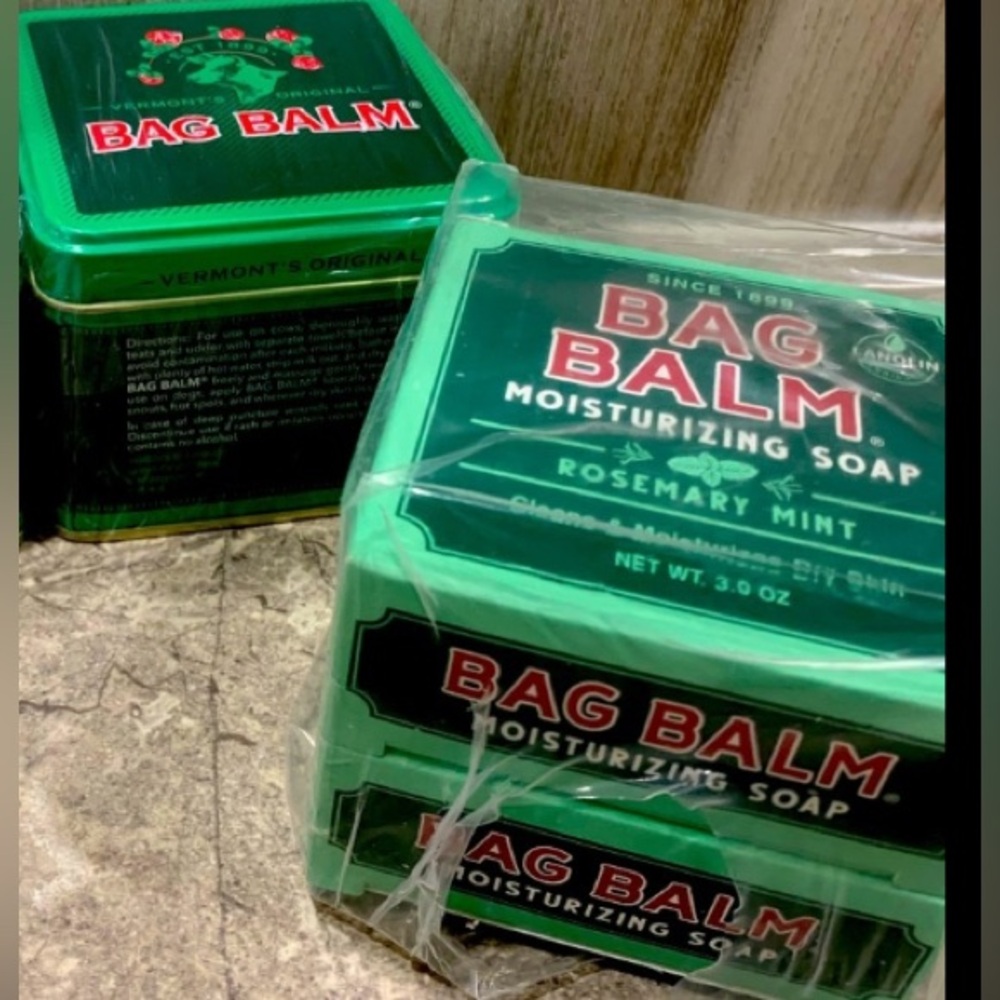 New 1 8oz Bag Balm & 2 Rosemary Mint Soaps-